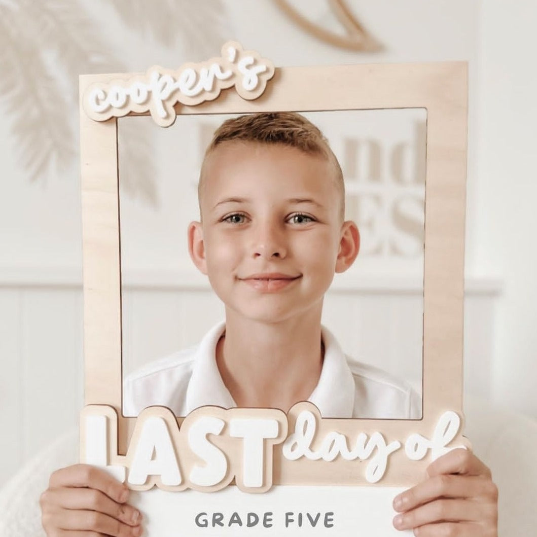 Personalised First / Last Day Selfie Frame Wild Pine Laser