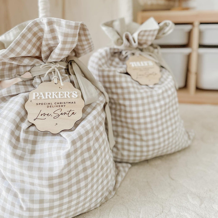 Personalised Santa Sacks | Gingham
