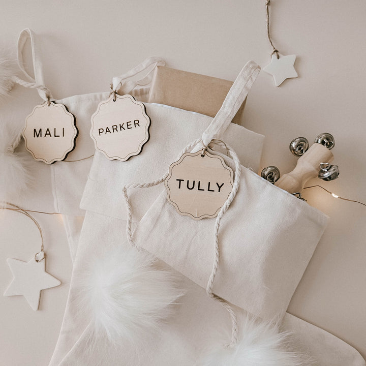Personalised Christmas Stocking (Scalloped Tag)