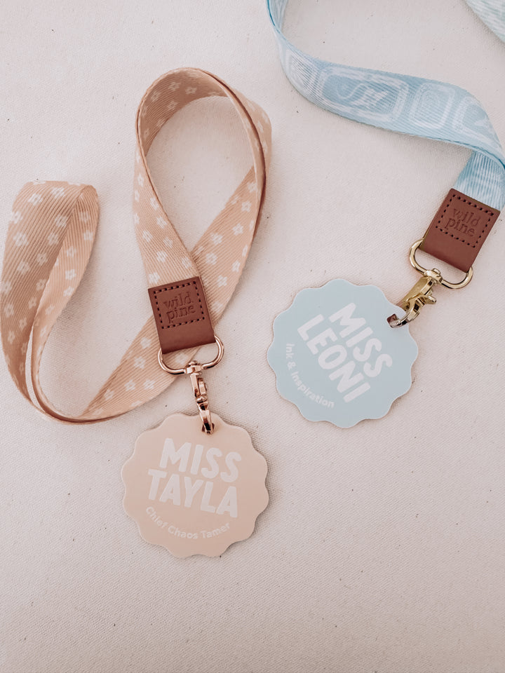 Teacher lanyard with badge