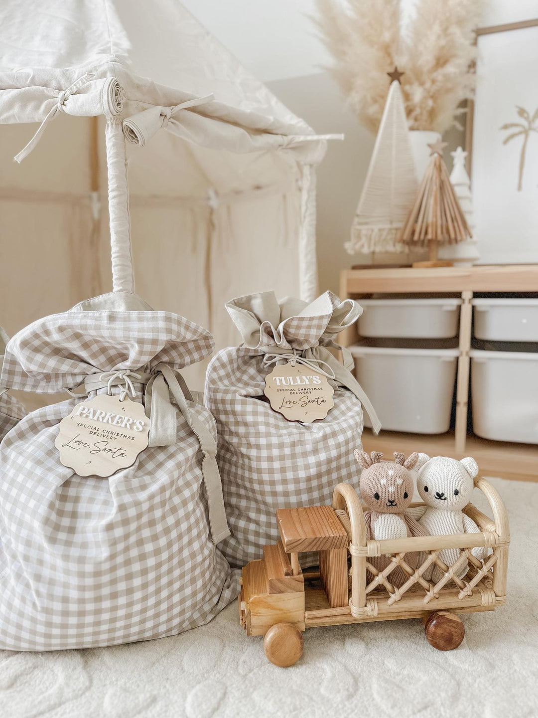 Personalised Santa Sacks | Gingham