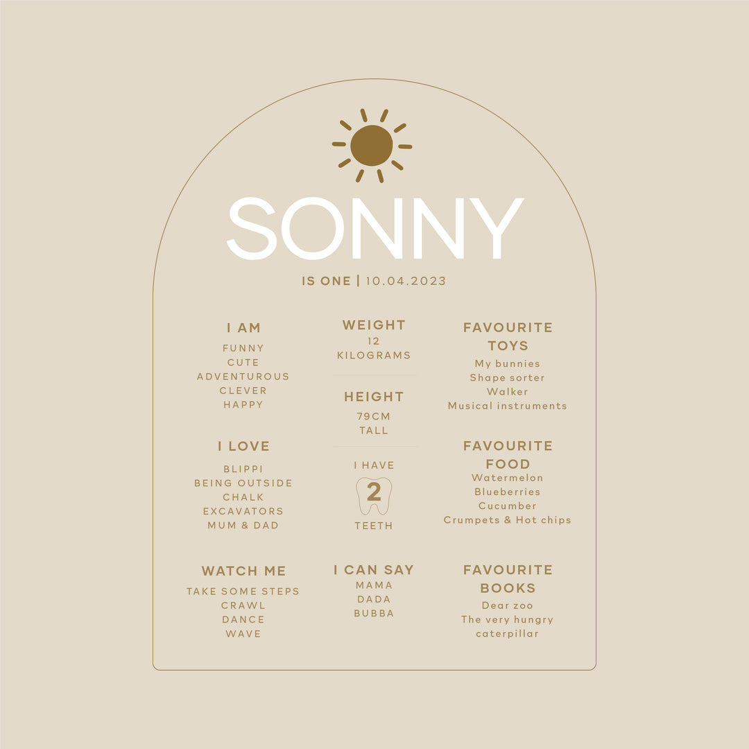 Birthday Milestone Board | Sun