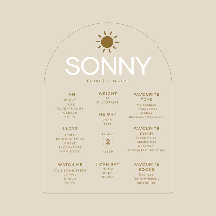 Birthday Milestone Board | Sun