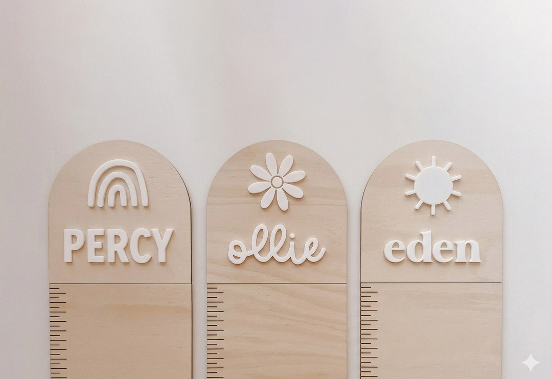 Wooden Growth Chart | Height Ruler  - Daisy Petals