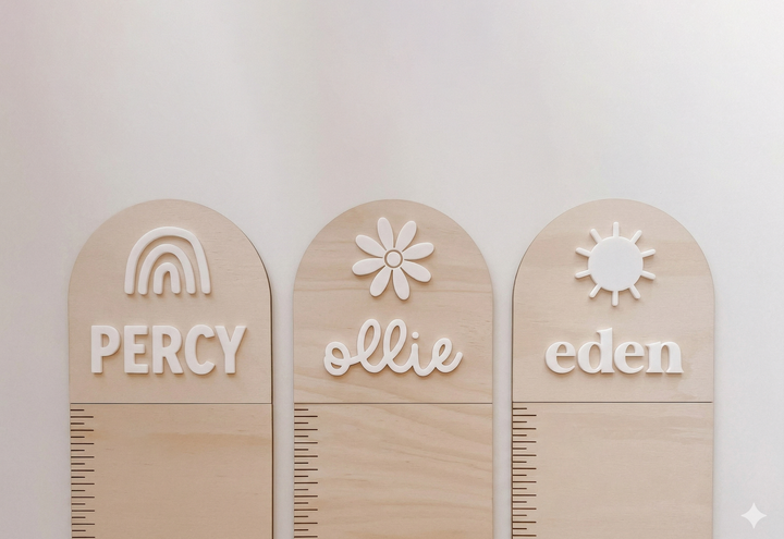 Wooden Growth Chart | Height Ruler  - Daisy Petals