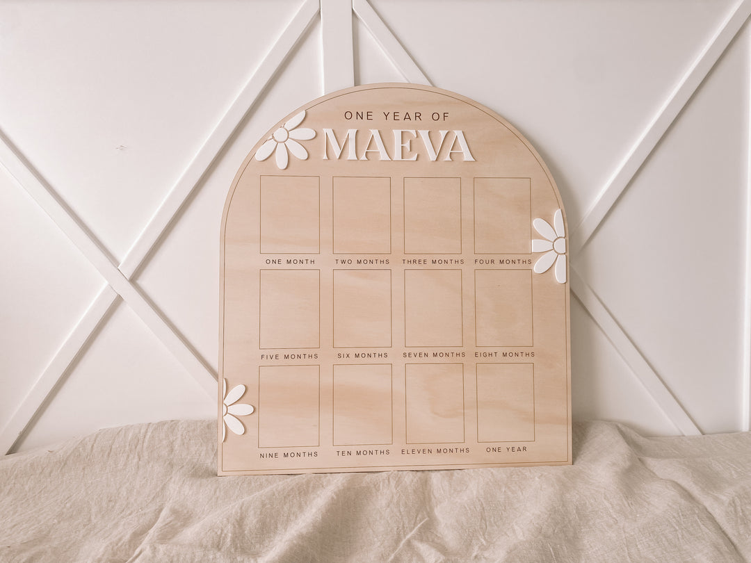 One Year Of: First Birthday Board  | Daisy | Birthday Photo Board (arch)