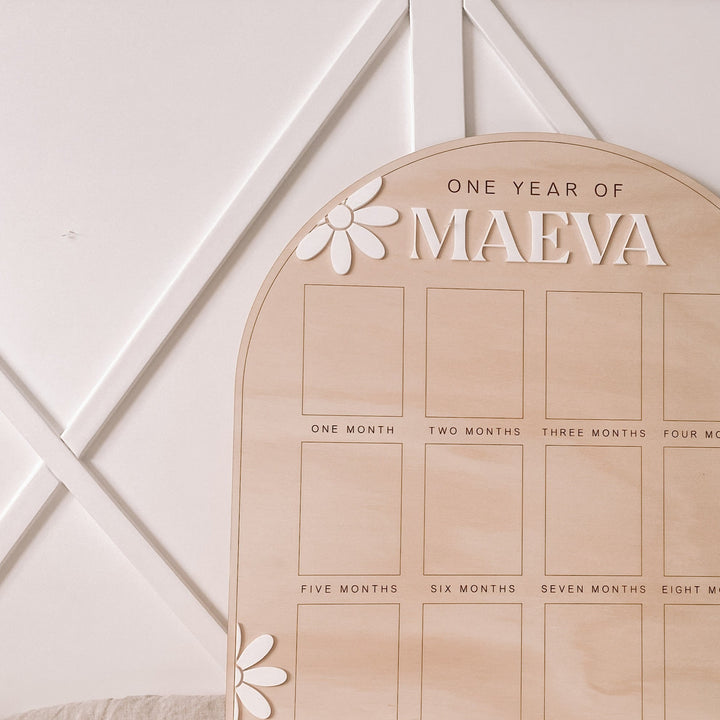 One Year Of: First Birthday Board  | Daisy | Birthday Photo Board (arch)
