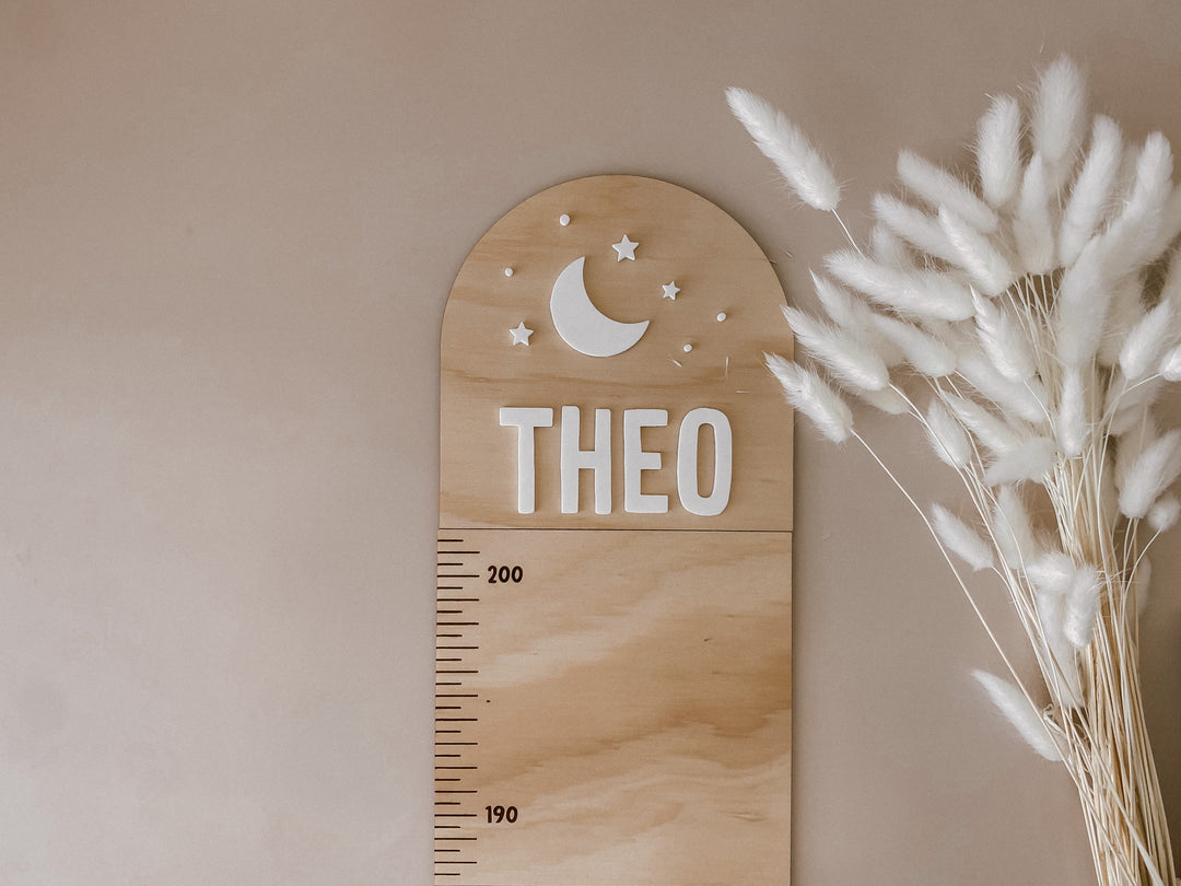 Wooden Growth Chart | Height Ruler  - Stars &amp; Moon