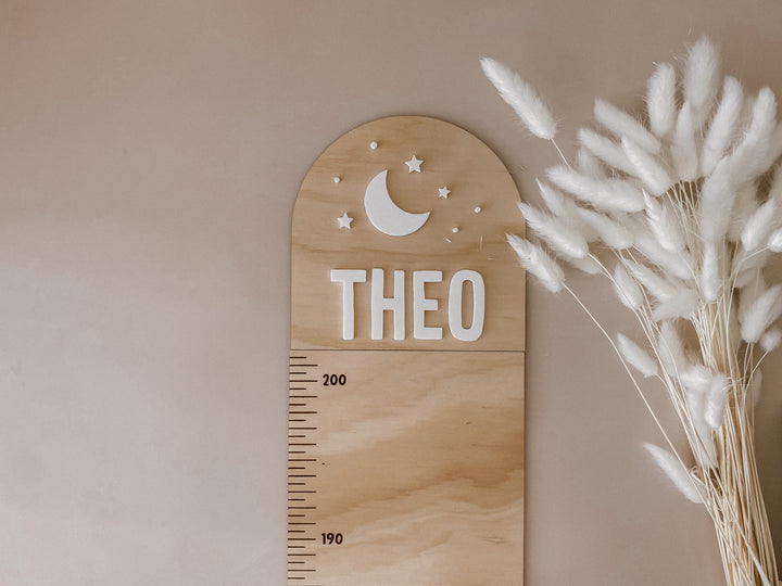 Wooden Growth Chart | Height Ruler  - Stars &amp; Moon