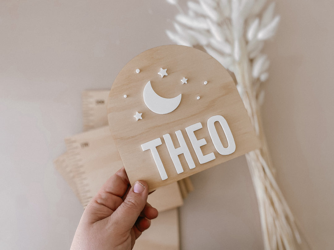 Wooden Growth Chart | Height Ruler  - Stars &amp; Moon