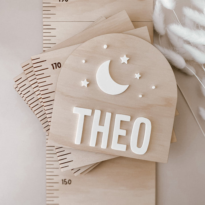 Wooden Growth Chart | Height Ruler  - Stars &amp; Moon
