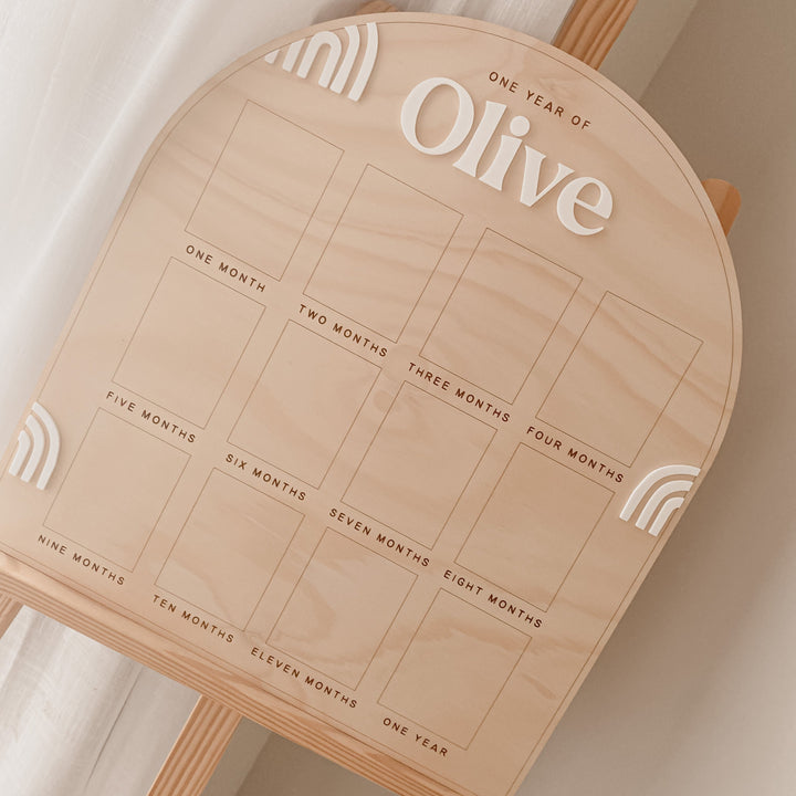 One Year Of: First Birthday Board  | Birthday Photo Board | Rainbow