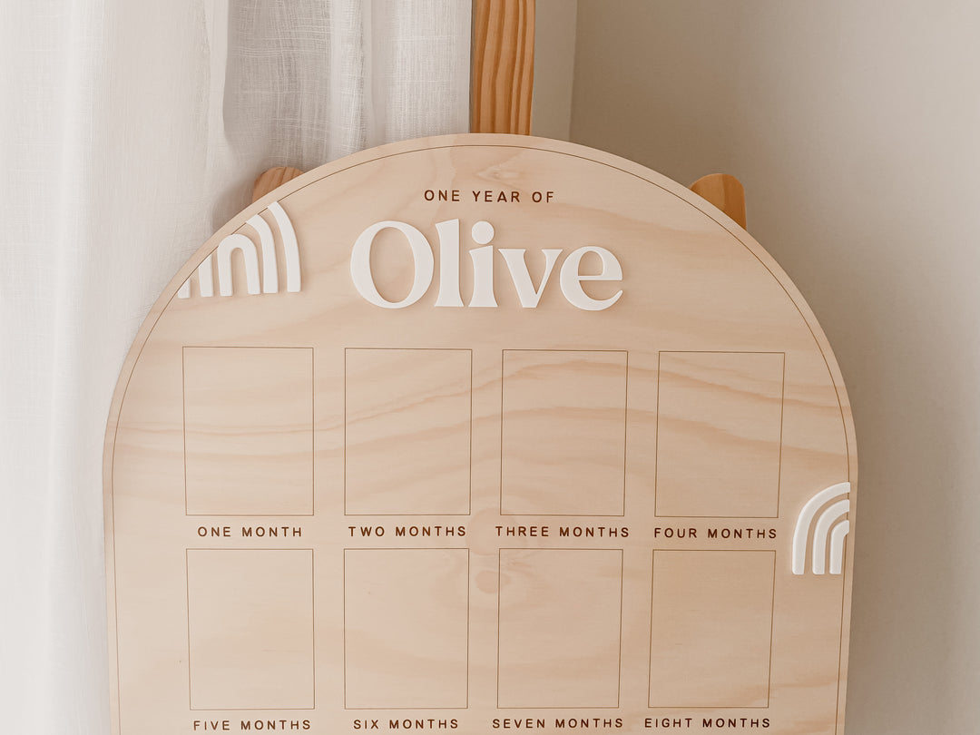 One Year Of: First Birthday Board  | Birthday Photo Board | Rainbow