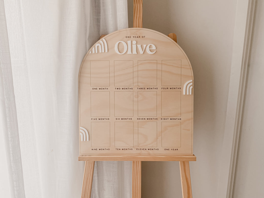 One Year Of: First Birthday Board  | Birthday Photo Board | Rainbow