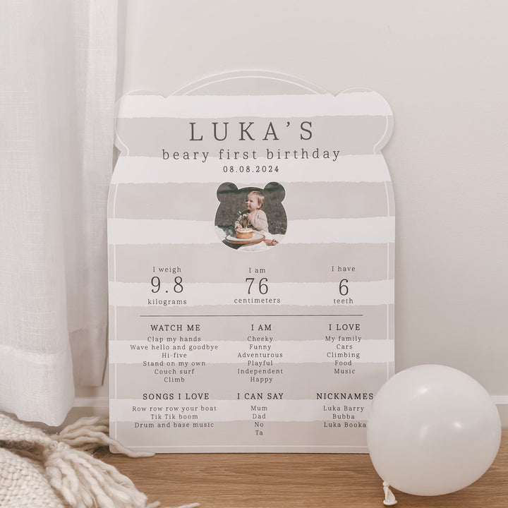 Birthday Board - Printed Acrylic - Teddy