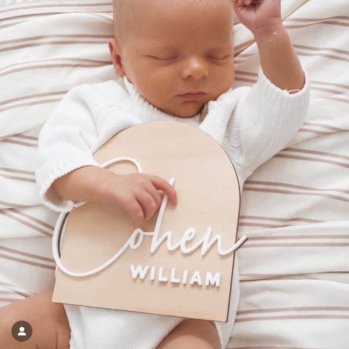 Baby Birth Announcement - Wooden Announcement Plaque