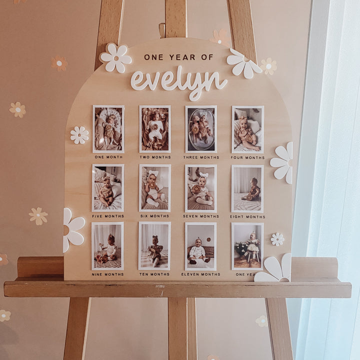 One Year Of: First Birthday Board | Birthday Photo Board | Flower Power