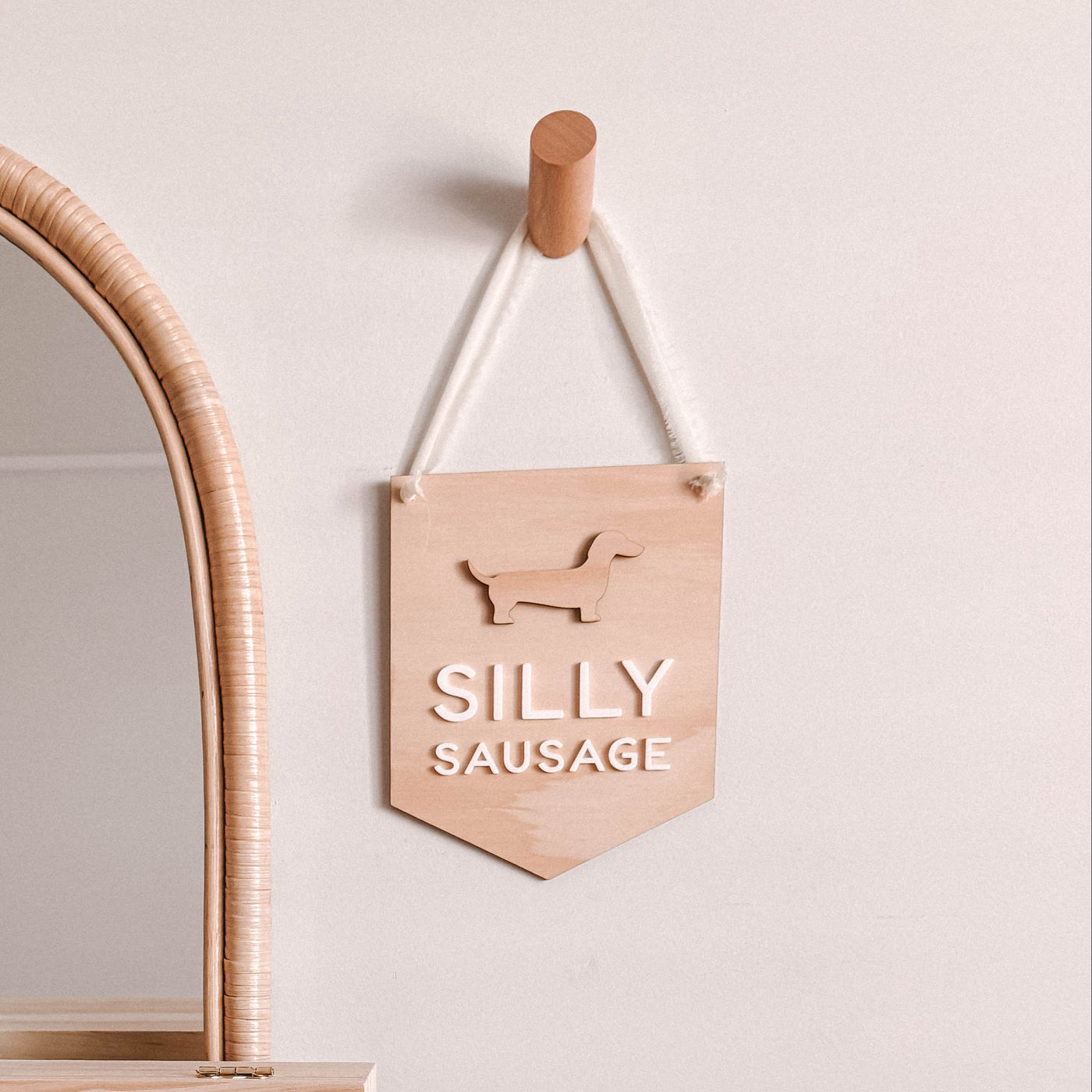 Wooden Banner - Silly Sausage