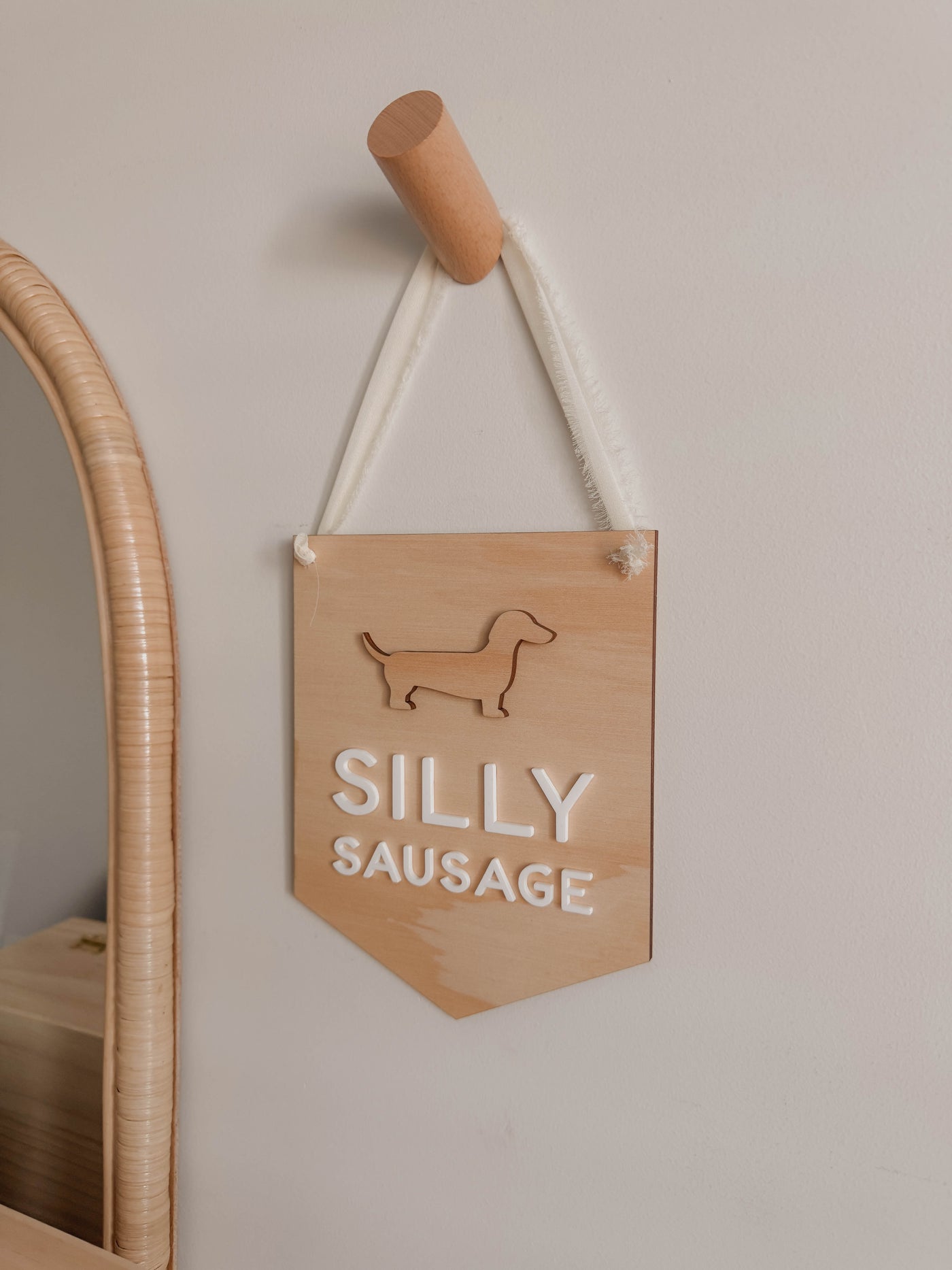 Wooden Banner - Silly Sausage