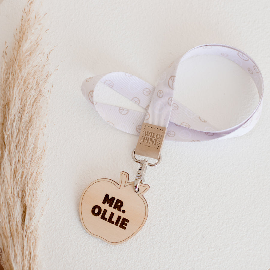 Wooden Apple Name Tag | Teacher Gift