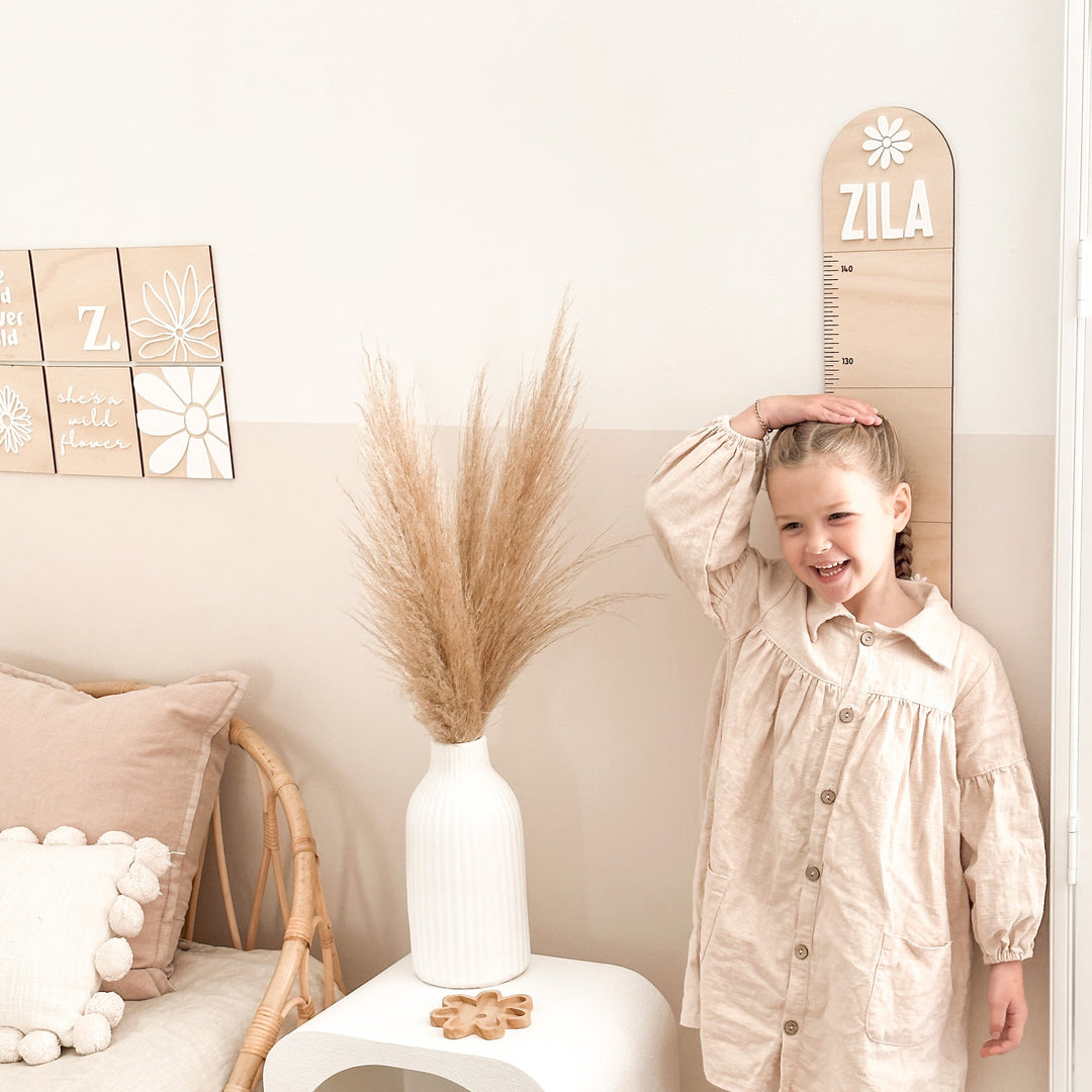Wooden Growth Chart | Height Ruler  - Daisy Petals