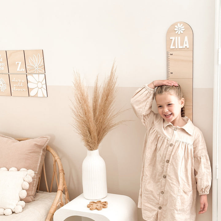 Wooden Growth Chart | Height Ruler  - Daisy Petals