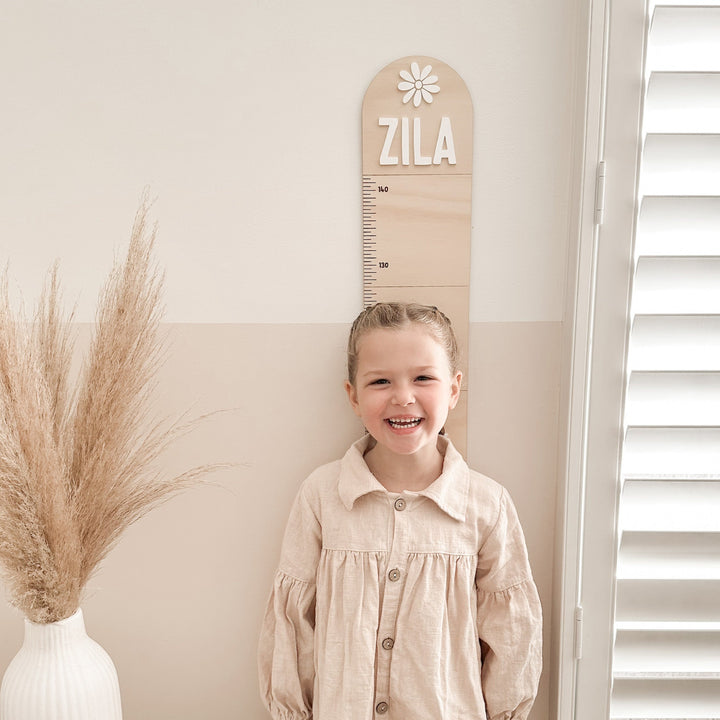 Wooden Growth Chart | Height Ruler  - Daisy Petals