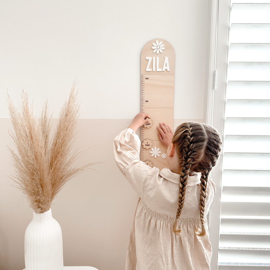 Wooden Growth Chart | Height Ruler  - Daisy Petals