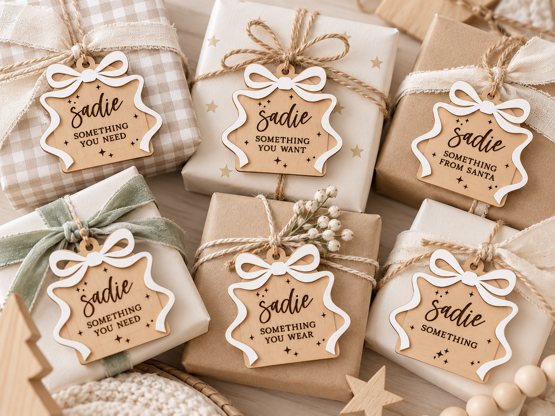 Wooden Christmas Mindfulness Tags | Bows