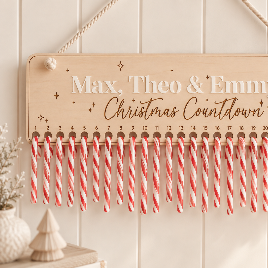 Personalised Candy Cane Christmas Countdown