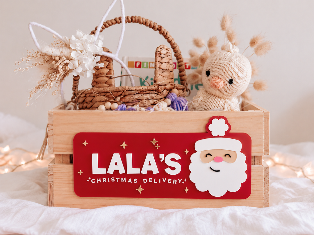 A wooden crate labeled &