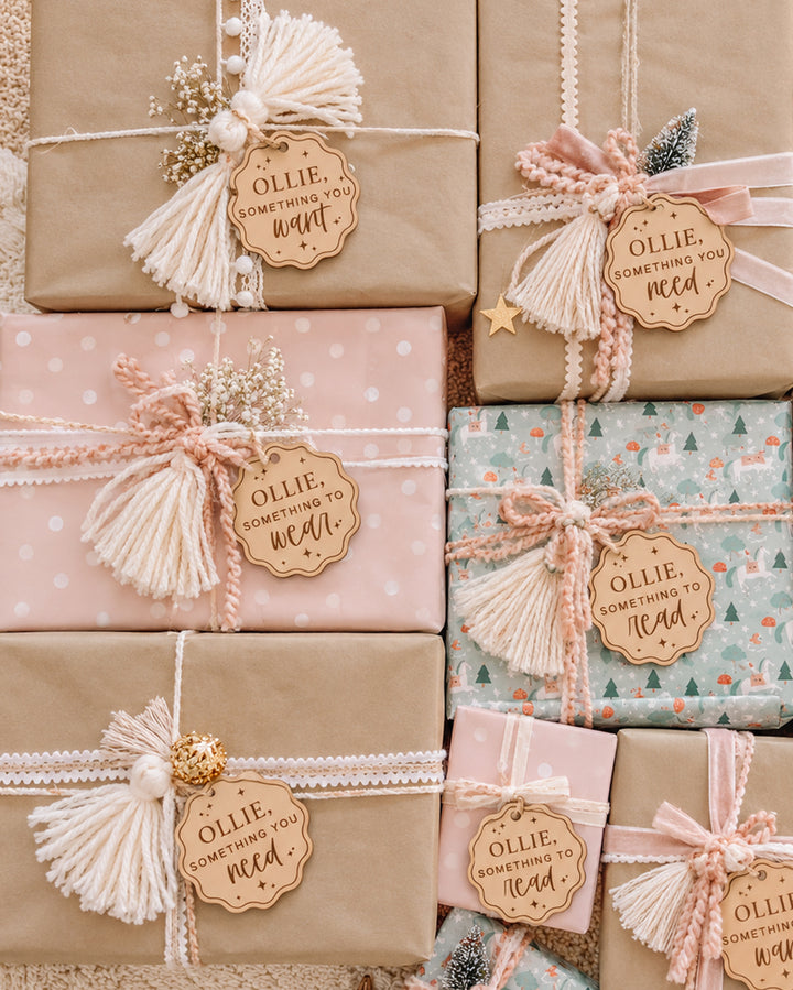 Wooden Christmas Mindfulness Tags | Scalloped Star
