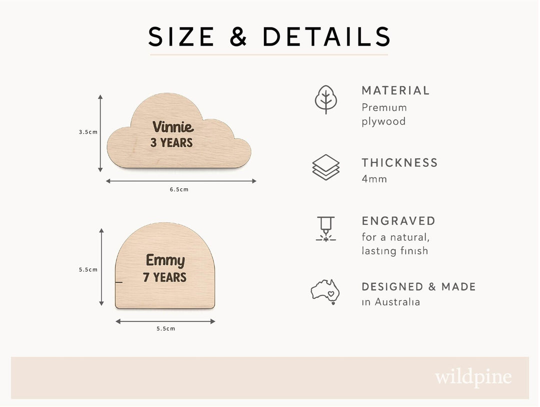 Growth Chart Age Markers | Wooden Height Chart Add-Ons