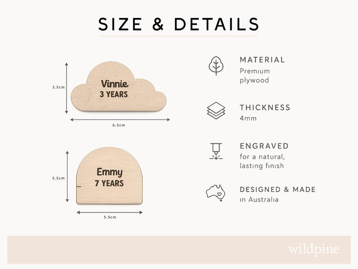 Growth Chart Age Markers | Wooden Height Chart Add-Ons