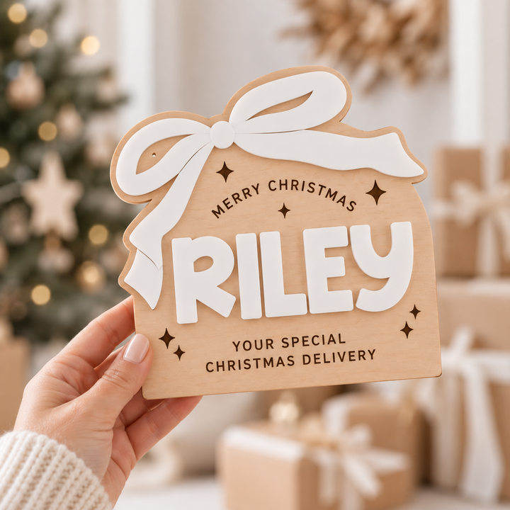 PLAQUE ONLY - Christmas Crate Plaque | Bow
