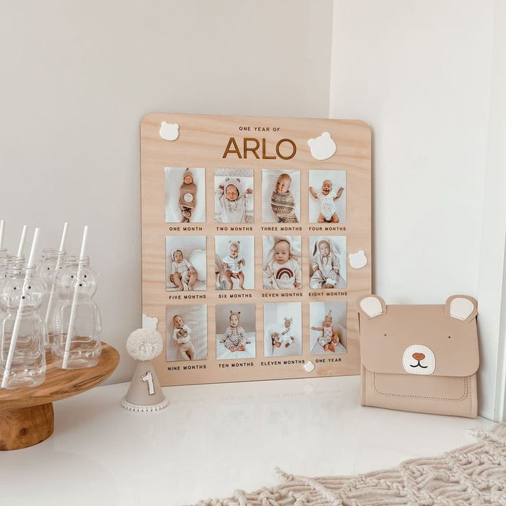 One Year Of: First Birthday Board  | Teddy Bear Picnic | Birthday Photo Board