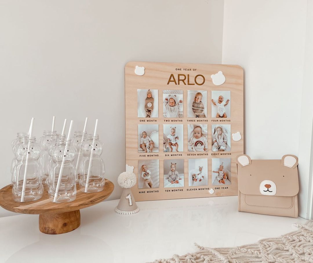 One Year Of: First Birthday Board  | Teddy Bear Picnic | Birthday Photo Board