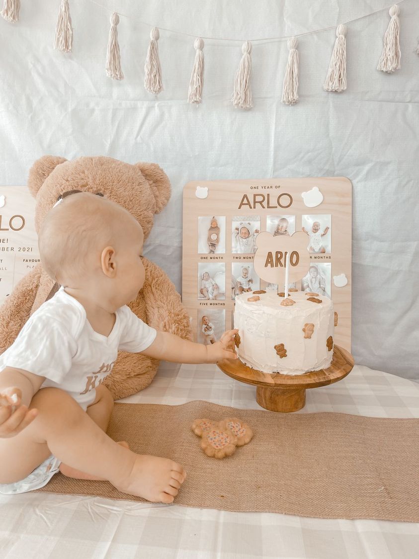 One Year Of: First Birthday Board  | Teddy Bear Picnic | Birthday Photo Board