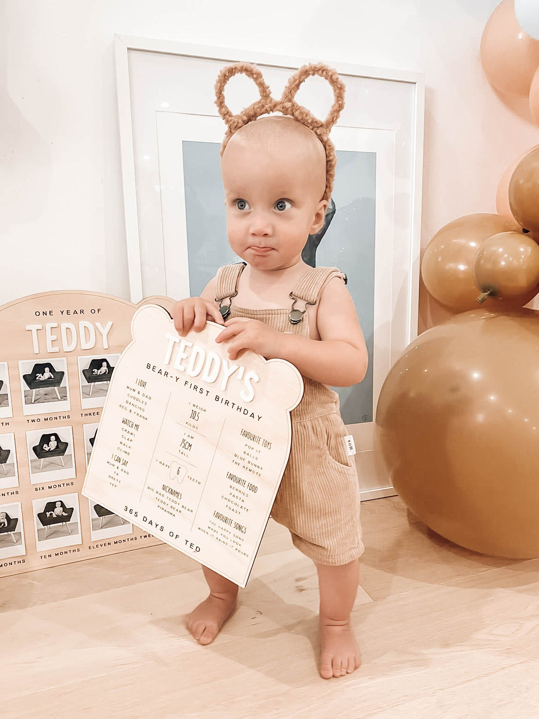 First Birthday Board | Birthday Board | Teddy Bear Picnic (ears)
