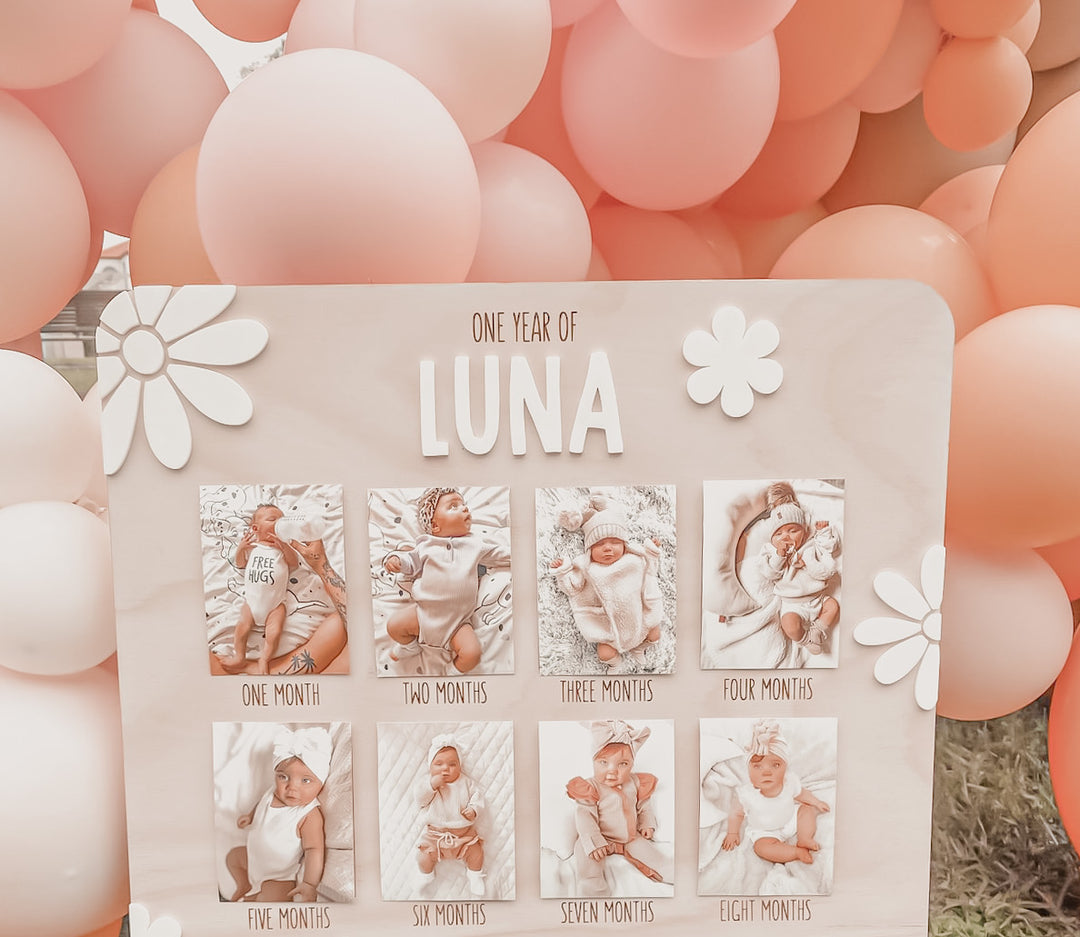 One Year Of: First Birthday Board  | Daisy | Birthday Photo Board