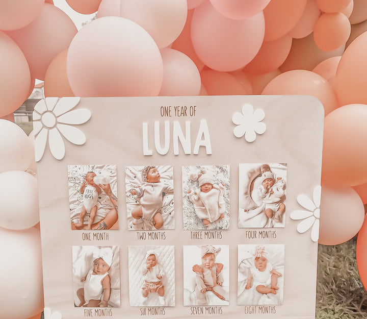 One Year Of: First Birthday Board  | Daisy | Birthday Photo Board