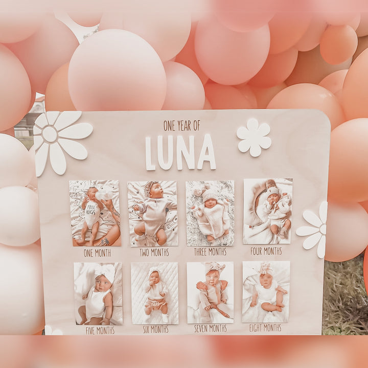 One Year Of: First Birthday Board  | Daisy | Birthday Photo Board