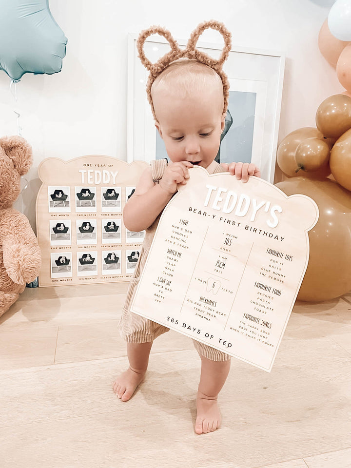 First Birthday Board | Birthday Board | Teddy Bear Picnic (ears)