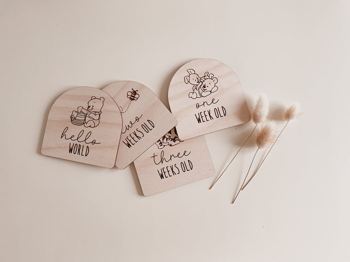 Wooden Baby Milestone Plaques (Winnie the Pooh Inspired)