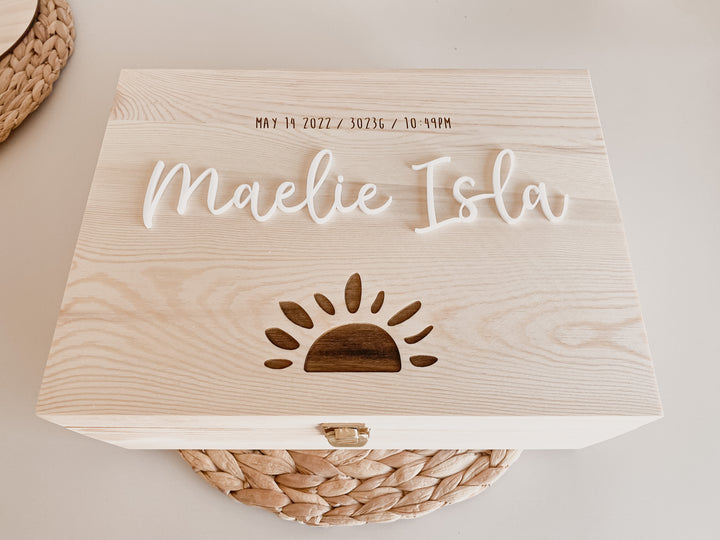 Keepsake Box / Baby Memory Box: Boho Sun + Acrylic
