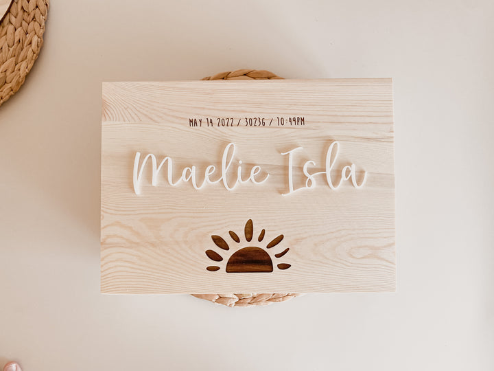 Keepsake Box / Baby Memory Box: Boho Sun + Acrylic