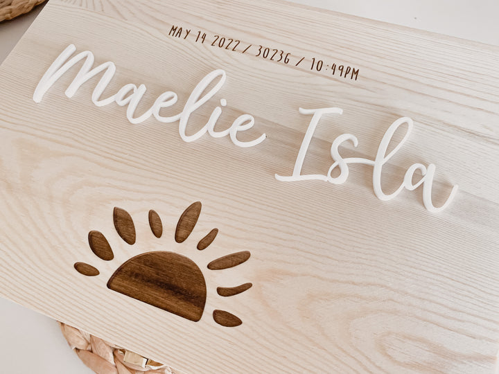 Keepsake Box / Baby Memory Box: Boho Sun + Acrylic