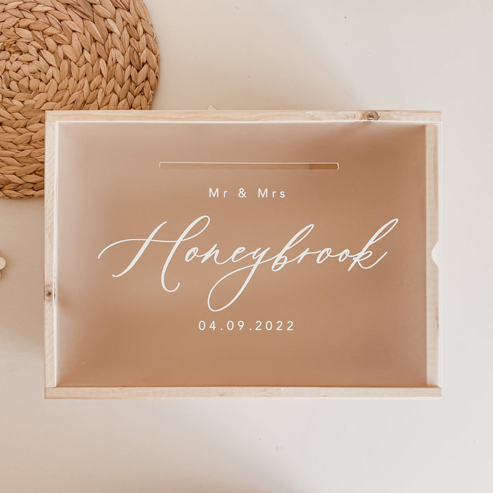 Wooden Wedding Wishing Well Box - Wedding Keepsake Box