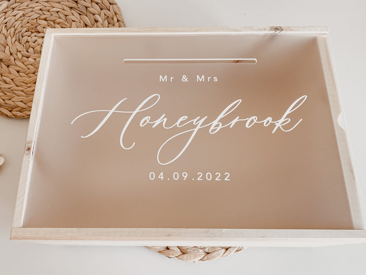 Wooden Wedding Wishing Well Box - Wedding Keepsake Box