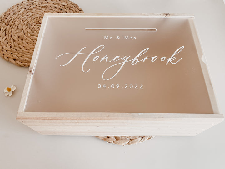 Wooden Wedding Wishing Well Box - Wedding Keepsake Box
